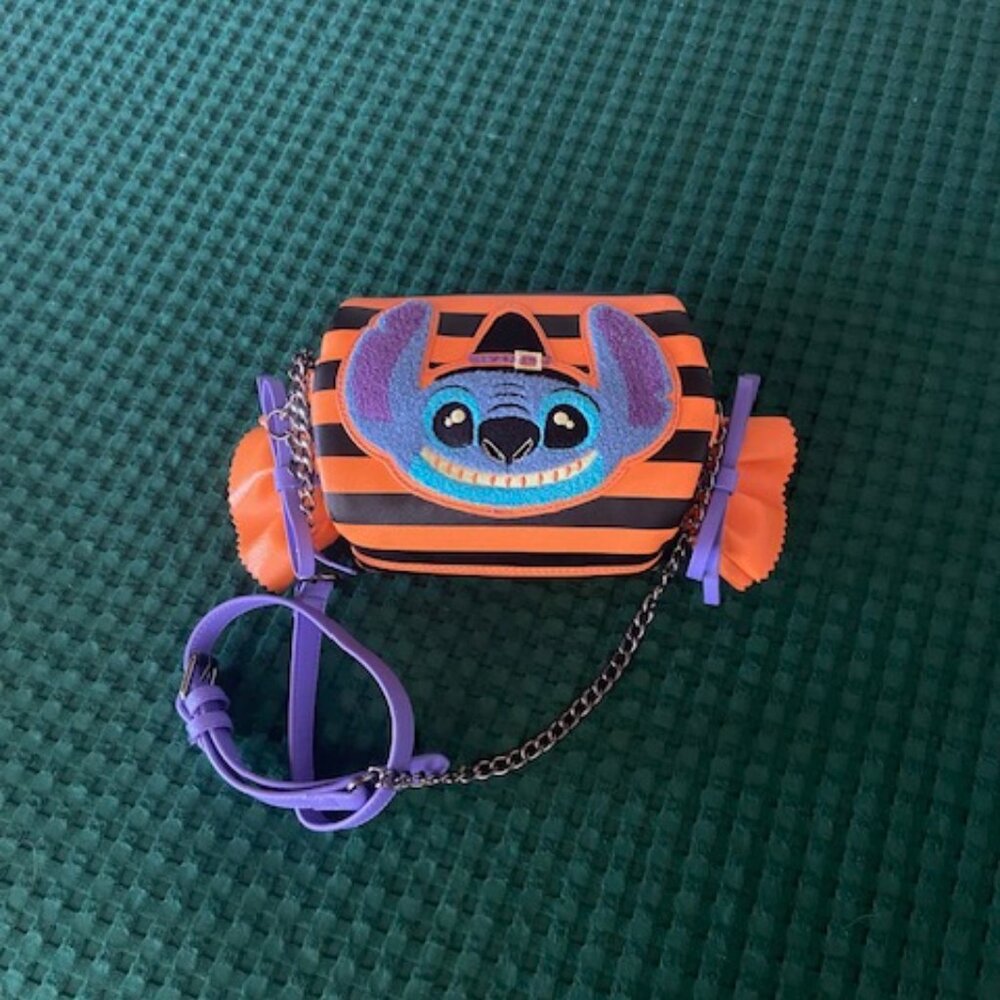 Loungefly Disney Lilo & Stitch Striped Halloween Candy Wrapper Crossbody